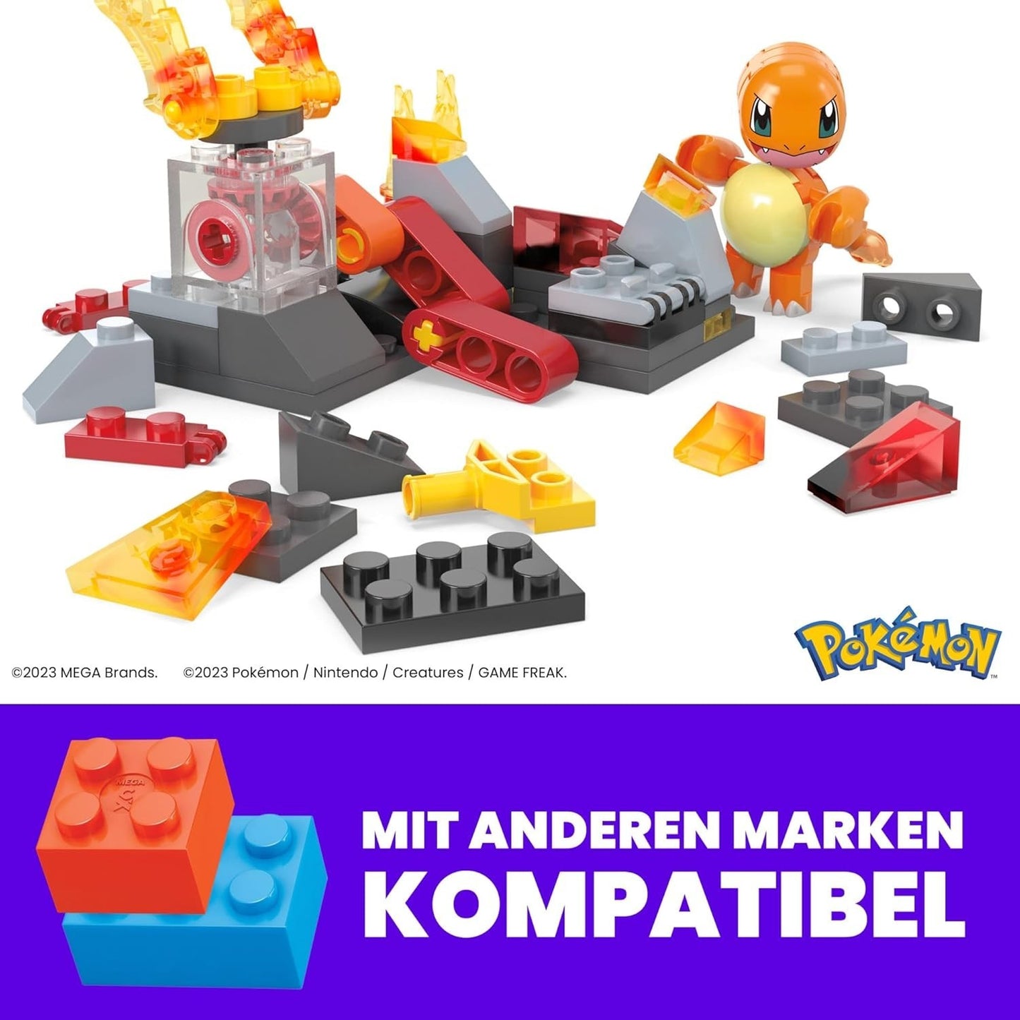 MEGA Pokémon Glumandas feurige Drehung, Bauset mit Bewegungsstein, neu&ovp