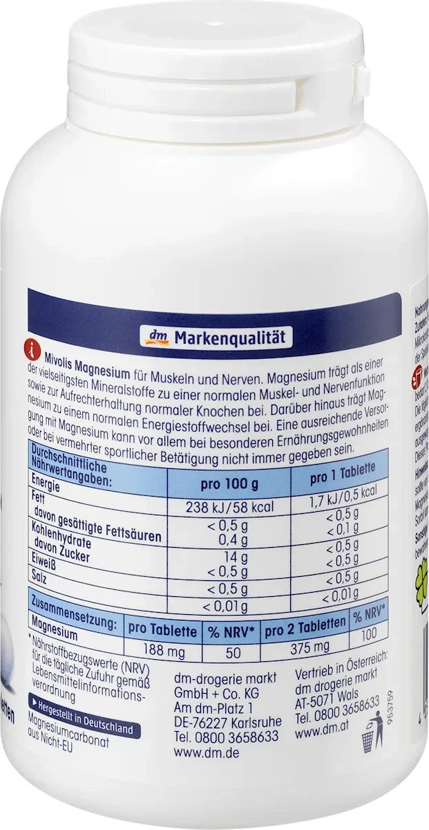 Mivolis magnija tabletes, 300 tabletes, 210 g, jaunas un aizzīmogotas