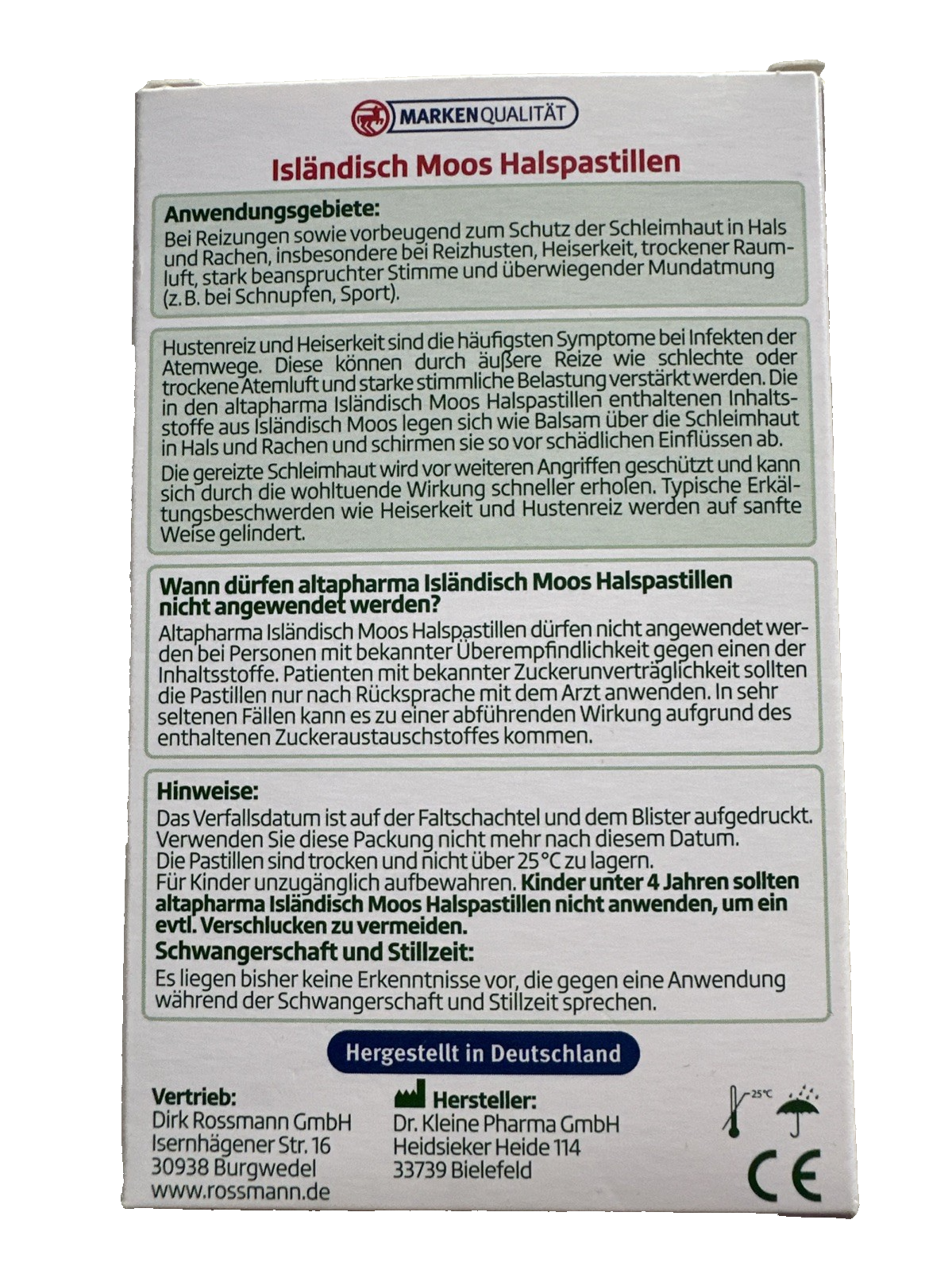 Altapharma Isländisch Moos Halspastillen, 40 Lutschpastillen, neu&ovp