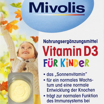 Mivolis D3 vitamīns bērniem, košļājamās tabletes, 60 tabletes, 51 g, jaunas un aizzīmogotas
