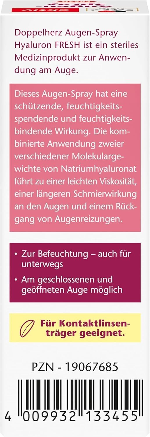DOPPELHERZ Augen-Spray Hyaluron Fresh, 1x10ml, neu&ovp