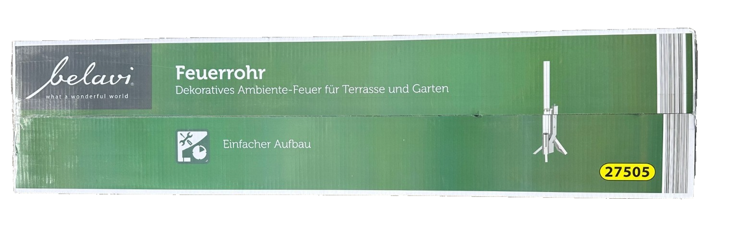 Belavi Ambiente Feuerrohr Feuersäule, Edelstahl, Sicherheitsglas, neu&ovp