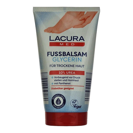 Lacura Med pēdu balzams 10% urīnviela ar dekspantenolu un jojobas eļļu - glicerīns sausai ādai vegāniem 150 ml (2 iepakojumi)