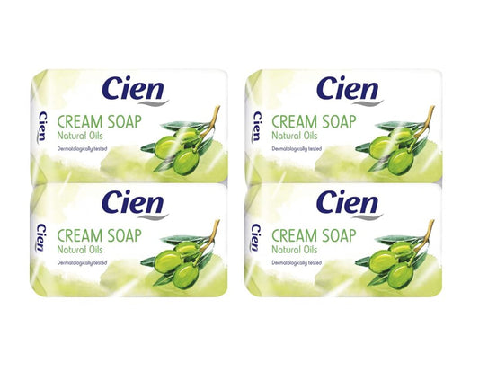 Cien Cremeseife Olive mit Olivenöl, ohne Mikroplastik, vegan, 4er-Pack, 4 x 150 g (= 600 g)