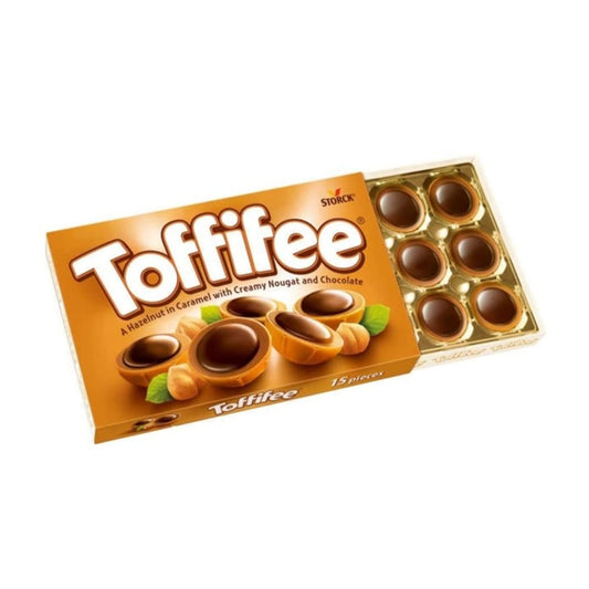 DE | Storck® | Toffifee® | Haselnüsse umhüllt mit Karamell, Sahne und Schokolade | Schachtel mit Karamell- und Schokoladenpralinen - 125 Gr