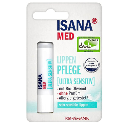 Isana Med īpaši jutīgai lūpu kopšanai (1x4,5 g) + bezmaksas bloks