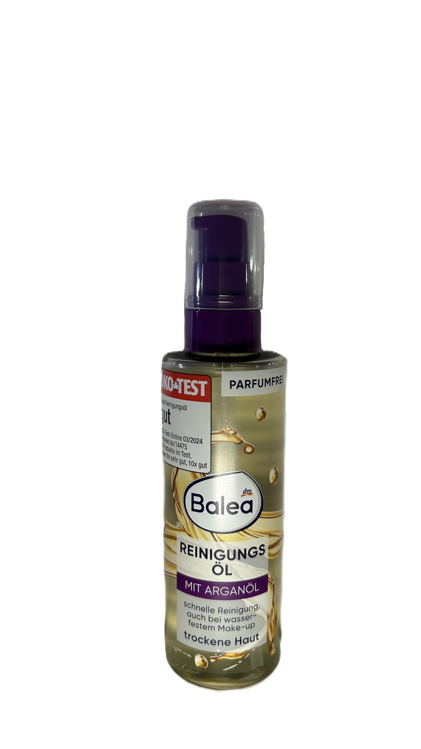 Balea Reinigungsöl, 100 ml Flasche - Reinigt sanft Gesicht, Augen und Lippen - Parfümfrei und mit Arganöl