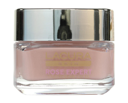 كريم LACURA Skin Rose Expert النهاري بعامل حماية من أشعة الشمس فوق البنفسجية SPF 15 UVA مع ماء زهرة الورد ومستخلص الفاوانيا لجميع أنواع البشرة 50 مل