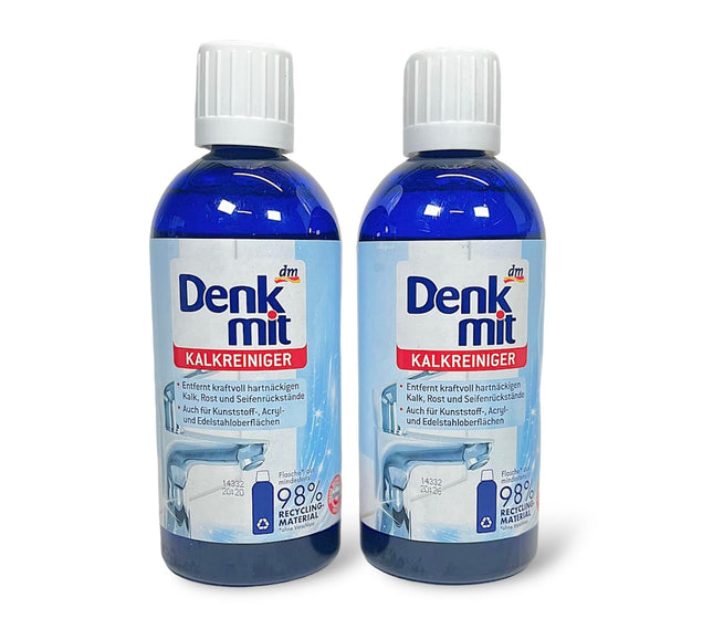 Kaļķakmens noņēmējs, vannas istabas tīrīšanas līdzeklis, grīdas tīrīšanas līdzeklis 2x500 ml, kaļķakmens šķīdinātājs, kaļķakmens noņēmējs no Denkmit, dušas kabīne, vannas istabas kaļķakmens tīrīšanas līdzeklis, Denkmit