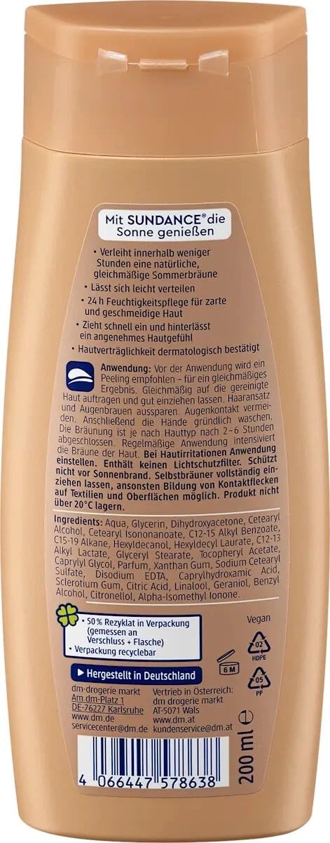 Sundance Selbstbräuner Milch Teint, Mikroplastikfrei, Ohne wasserlösliche synthetische Polymere, 200 ml