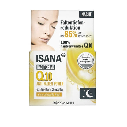 كريم ISANA Q10 الليلي المضاد للتجاعيد 50 مل للبشرة الحساسة، Corneosticker DS، تأثير مثبت مضاد للتجاعيد*، عناية قوية مضادة للشيخوخة