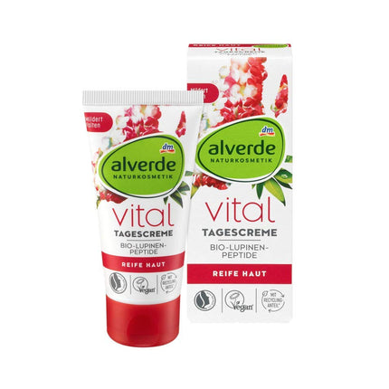 alverde NATURKOSMETIK Tagespflege Vital Lupinen-Peptide, 1 x 50 ml