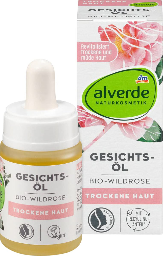 alverde DABĪGĀ KOSMĒTIKA Sejas eļļa Organiskā savvaļas roze sausai ādai (15ml)