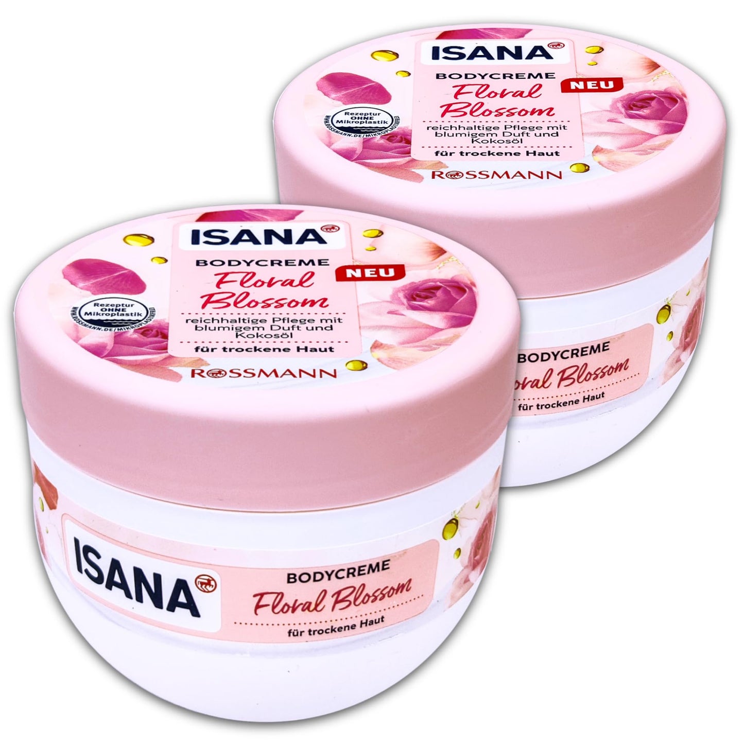 2 er Pack ISANA Bodycreme Floral Blossom Creme 2 x 500 ml