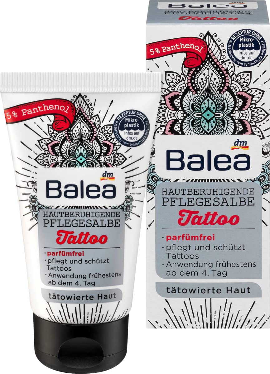 Balea Tattoopflege Hautberuhigende Pflegesalbe für tätowierte Haut, 50 ml