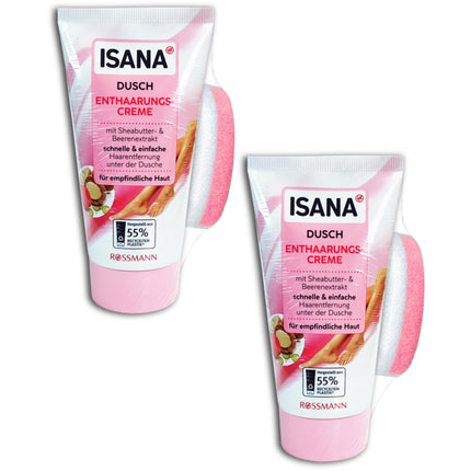 ISANA Dusch Enthaarungscreme ink. Schwamm, 2x150 ml, neu&ovp
