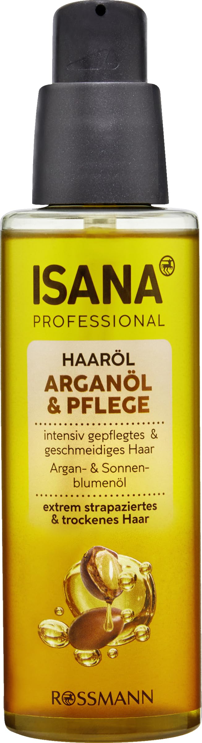 ISANA PROFESSIONAL Haaröl Arganöl & Pflege, 100 ml - Strapaziertes & trockenes Haar - Pflegeöl enhält Argan- & Sonnenblumenöl