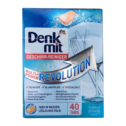 DenkMit Multi Power Revolution trauku mazgājamās mašīnas tīrīšanas līdzeklis (40 iepakojumi)