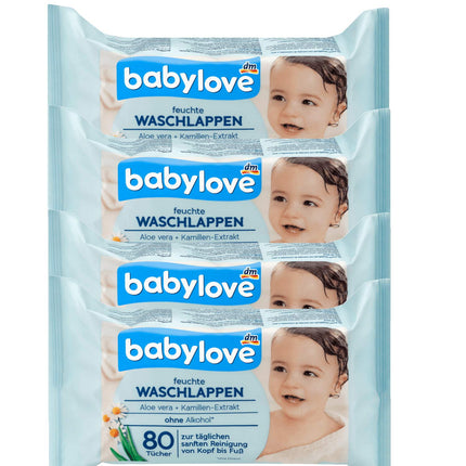babylove Waschlappen feucht, 4 x 80 St