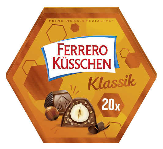 Ferrero Küsschen Klassik – Knackig geröstete Haselnuss umhüllt von feiner Schokolade – 1 Packung à 20 Einzelpralinen