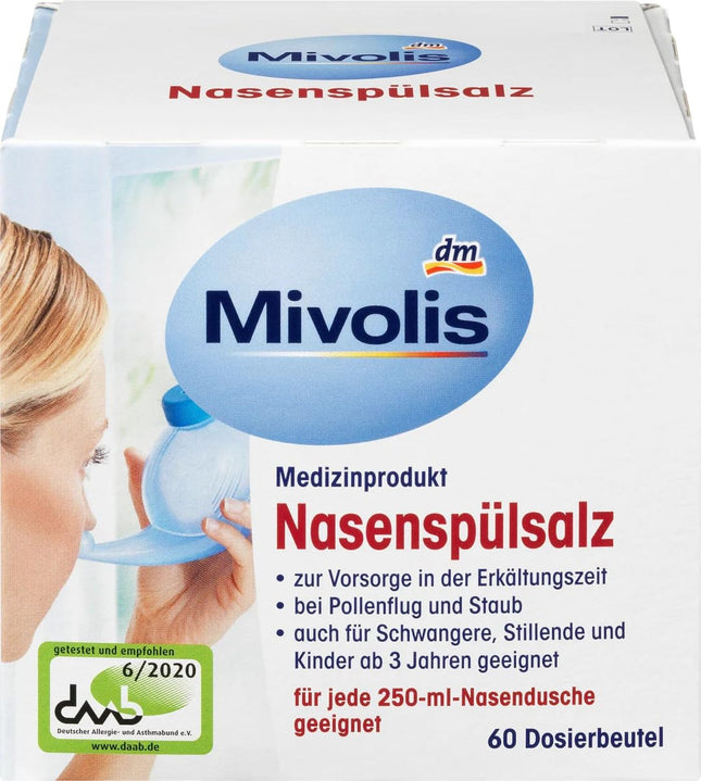DAS gesunde PLUS أكياس ملح شطف الأنف، 1 × 60 كيس، جهاز طبي