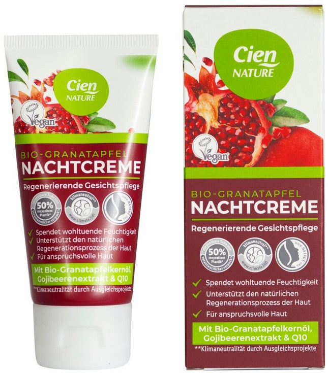 Cien organiskais granātābolu nakts krēms, nostiprinoša sejas kopšana 50ml