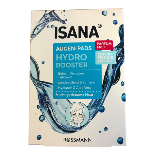 ISANA Augenpads Hydro Booster - 2 x 6 Pads - Augen-Pads mit Hyaloron & Aloe Vera - 1x Bebe feste Duschpflege Zitrone