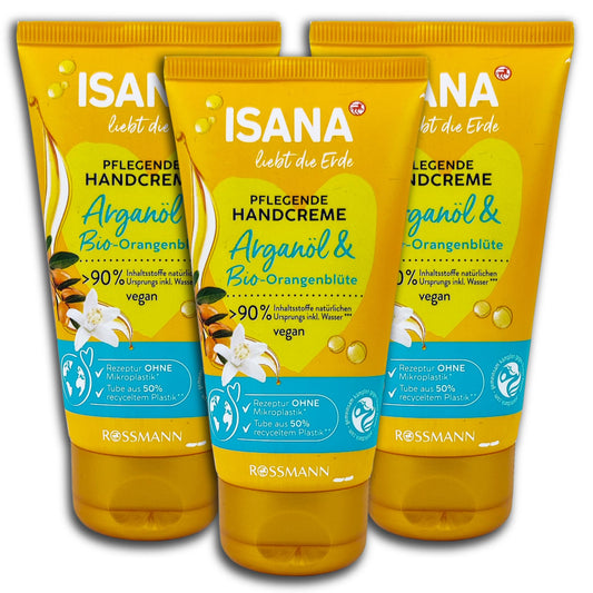 3 er Pack ISANA liebt die Erde Handcreme Arganöl 3 x 75 ml