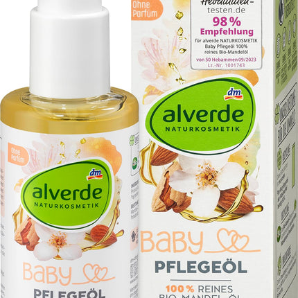 زيت الأطفال alverde BABY زيت اللوز العضوي النقي 100%، 100 مل