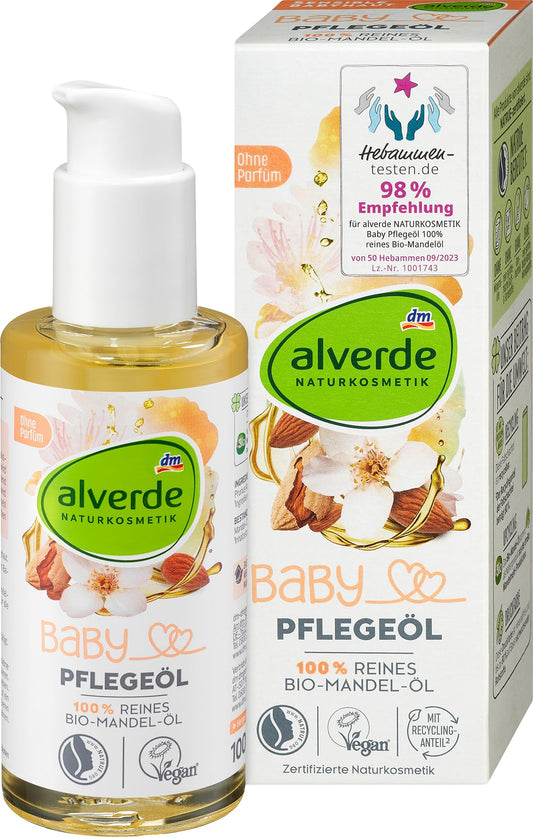 alverde BABY Babyöl 100% reines Bio-Mandelöl, 100 ml