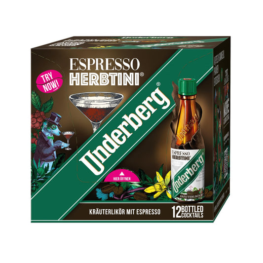 Underberg Espresso Herbtini - After-Dinner-Fusion-Drink - Kräuterspirituose mit Espresso (12 x 0.02 l)