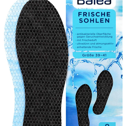 Balea - Frische Einlegesohlen schwarz Größe 39-41 - 8 Paar/16 Stück