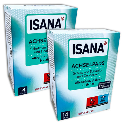 ISANA 2er Set ISANA Achselpads, 2 x 14 Stk. Schutz vor Schweiß- und Deoflecken