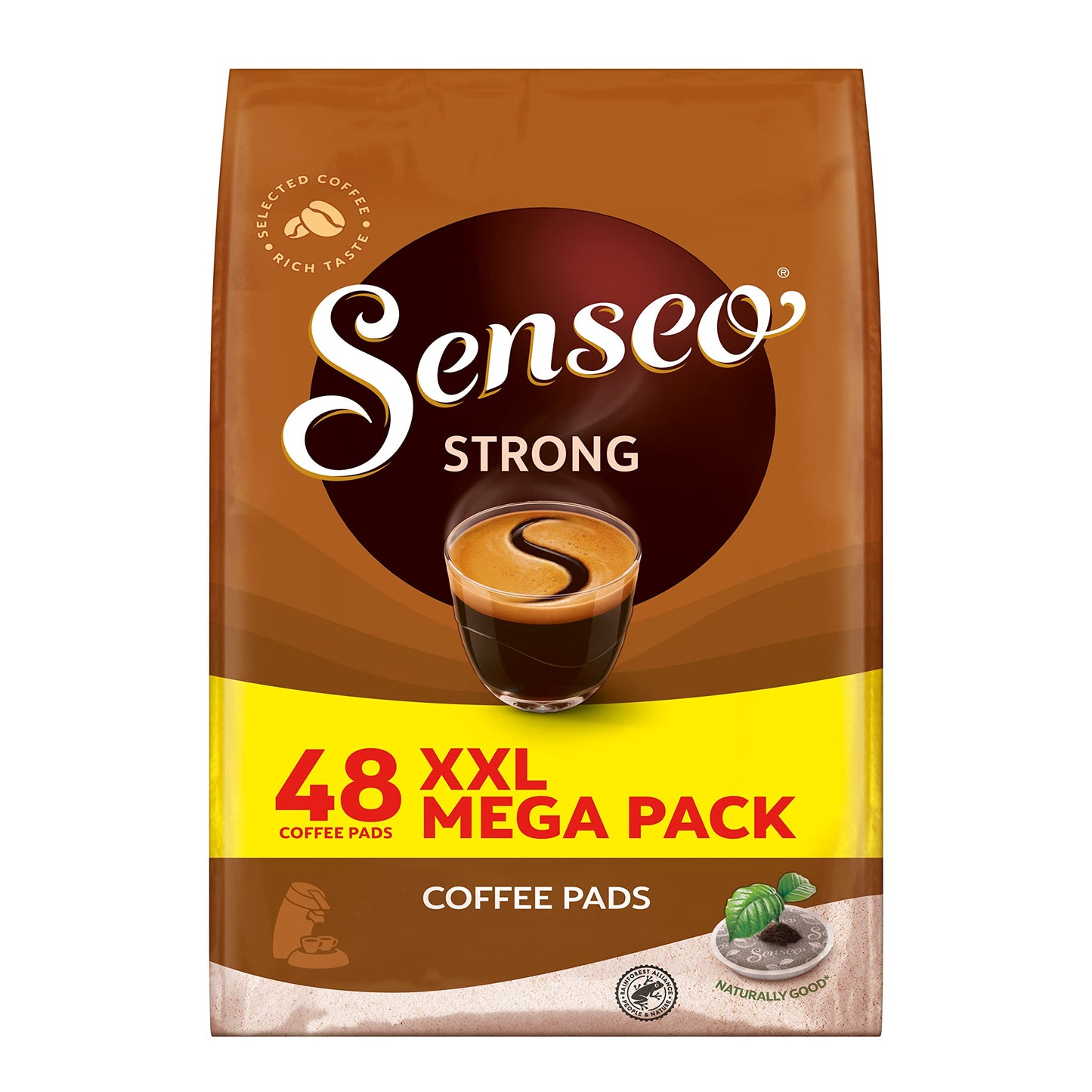 Senseo Pads Strong - Aromatischer Kaffee RA-zertifiziert - 1 Vorratspackung XXL x 48 Kaffeepads, 333 g