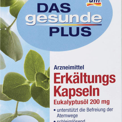 DAS gesunde PLUS saaukstēšanās kapsulas ar eikalipta eļļu 200 mg, 1 x 60 kapsulas (zāles)