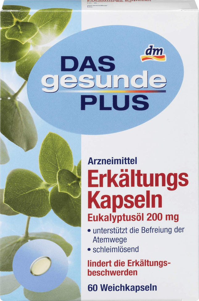DAS gesunde PLUS saaukstēšanās kapsulas ar eikalipta eļļu 200 mg, 1 x 60 kapsulas (zāles)