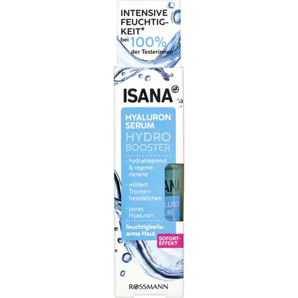 ISANA Hydro Booster Hyaluron-Serum, für feuchtigkeitsarme Haut, mit Hyaluron & Pro-Vitamin B5, bis zu 37% Feuchtigkeitsanreicherung nach 2h, 30 ml