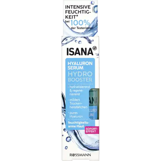 ISANA Hydro Booster Hyaluron-Serum, für feuchtigkeitsarme Haut, mit Hyaluron & Pro-Vitamin B5, bis zu 37% Feuchtigkeitsanreicherung nach 2h, 30 ml