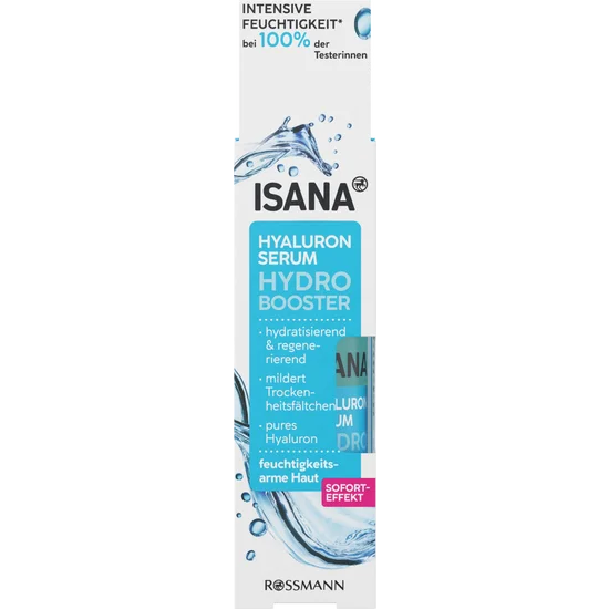 ISANA Hydro Booster Hyaluron-Serum, für feuchtigkeitsarme Haut, mit Hyaluron & Pro-Vitamin B5, 30 ml