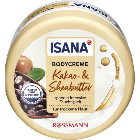 Isana Body Creme Kakao- & Sheabutter, Für trockene Haut, Pflegende Feuchtigkeitscreme, 500 ml
