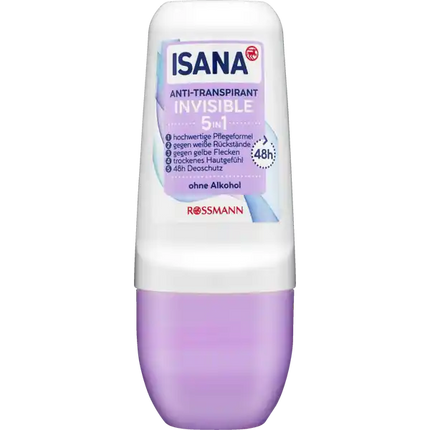 ISANA مزيل العرق رول أون 5 في 1، مزيل عرق رول أون، 50 مل، جديد