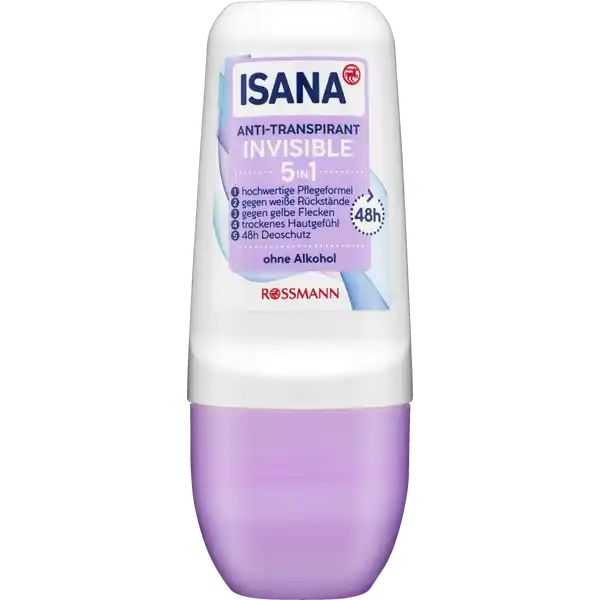 ISANA مزيل العرق رول أون 5 في 1، مزيل عرق رول أون، 50 مل، جديد