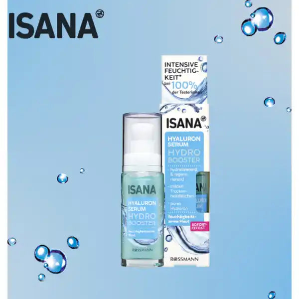 ISANA Hydro Booster Hyaluron-Serum, für feuchtigkeitsarme Haut, mit Hyaluron & Pro-Vitamin B5, bis zu 37% Feuchtigkeitsanreicherung nach 2h, 30 ml