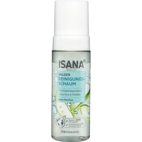 ISANA Clean + Care milder Reinigungsschaum - jeder Hauttyp, feuchtigkeitsspendend, Aloe Vera & Gurken-Extrakt - 150 ml