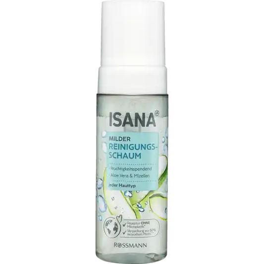 ISANA Clean + Care milder Reinigungsschaum - jeder Hauttyp, feuchtigkeitsspendend, Aloe Vera & Gurken-Extrakt - 150 ml