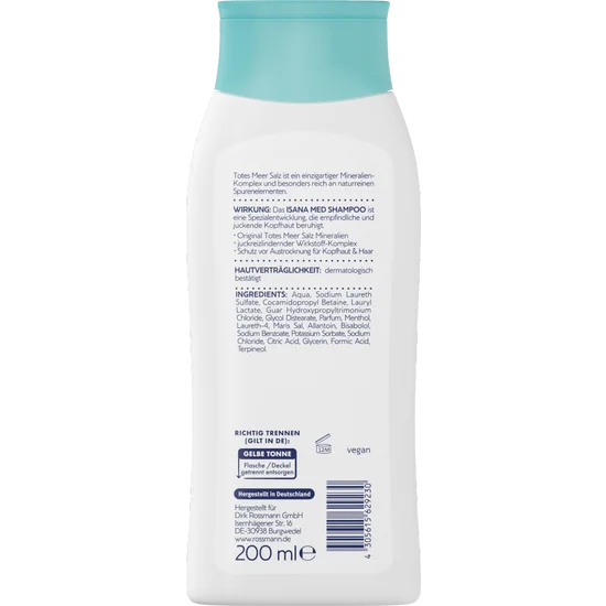 ISANA MED Shampoo Totes Meer, mit juckreizlinderndem Wirkstoffkomplex & wertvollen Mineralien aus dem Toten Meer, 200 ml, neu&ovp