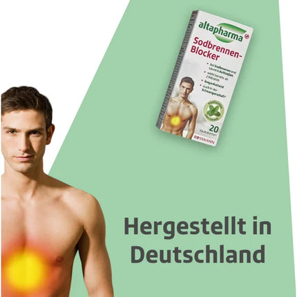 Altapharma Sodbrennen Blocker, bei Sodbrennen und saurem Aufstoßen, wirkt bereits ab 2 Minuten, langanhaltend, 20x Kautabletten, neu&ovp