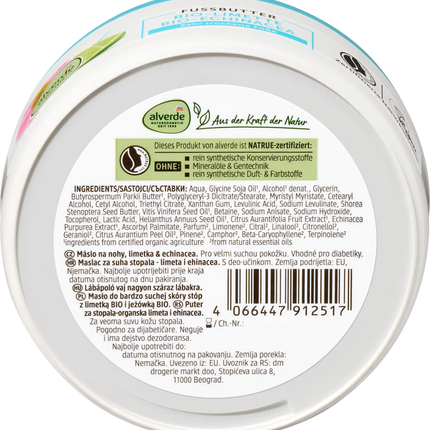 alverde NATURKOSMETIK Fußbutter Limette & Echinacea, 200 ml, neu&ovp