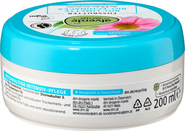 alverde NATURKOSMETIK Fußbutter Limette & Echinacea, 200 ml, neu&ovp