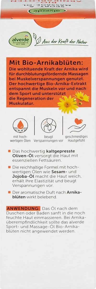 Alverde NATURKOSMETIK Öl Sport & Massage, Bio-Arnikablüten, 100 ml, neu&ovp